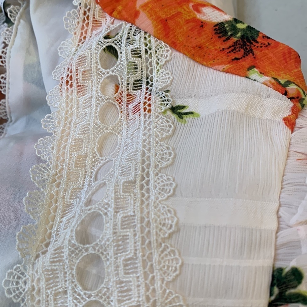 ASOS DESIGN Maternity lace insert tiered mini dress with trim detail floral US 8 - Picture 10 of 13